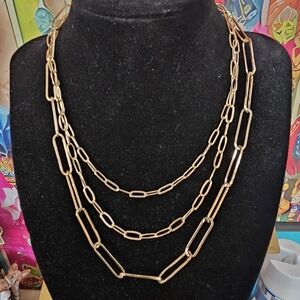 Paper Clip Necklace GOLD TONE NEW